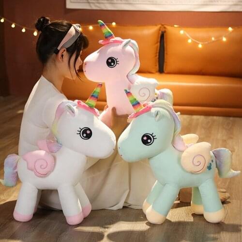 40/60/80cm Dreamful Angel Unicorn Plush Toy Giant Unicorn Stuffed Animals Doll Fluffy Fly Horse Toy for Child Xmas Gift Present