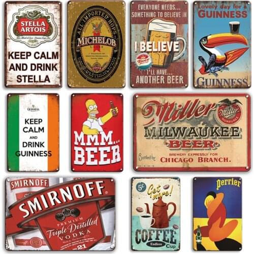 Keep Calm And Drink Guinness Tin Sign Vintage Beer Poster Metal Plate Retro Wall Stickers Room Decor Plaque Coffee Bar Pub Signs