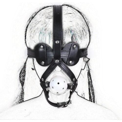 Mouth Gag Ball Blindfold Leather Bondage Belt Adult Games Erotic Slave Restraints Hood Sex Toys For Women Couples BDSM tools