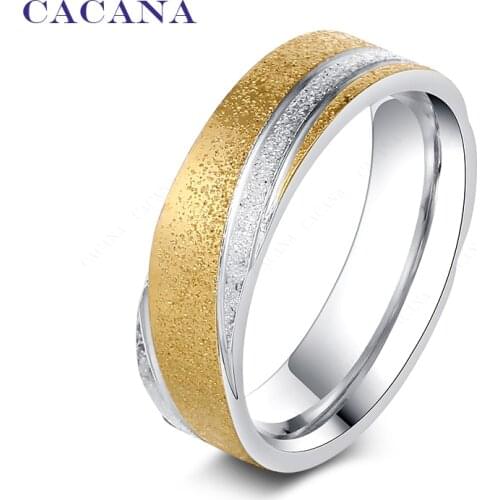 CACANA Stainless Steel Rings For Women Fashion Shining Sand On Jewelry Wholesale NO.R45