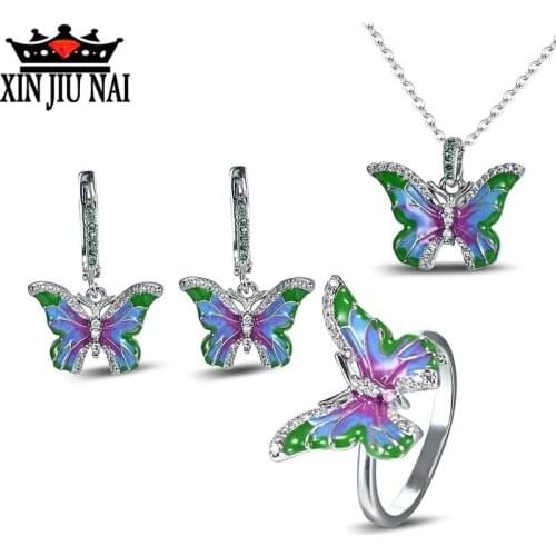 2020 hot new arrival arrives exquisite luxury colorful enamel banquet prom European and American womens jewelry set