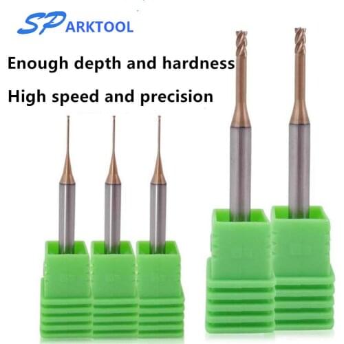0.2 0.4 0.6mm 0.8mm Micro Diameter Miniature 4 Flutes Rib Corner Radius End Mill Tungsten steel plain milling cutter
