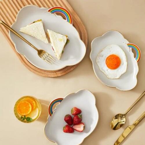Creative Breakfast Plates Household Food Dish Lovely Delicate Personality Nordic Style Salad Dishes Tableware Home Decoration