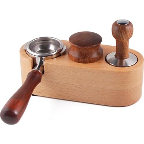 Creative Manual Wood Coffee Tamper Holder Household Espresso Brewing Hammer Mat Non-Slip Filling Powder Base Barista Tools