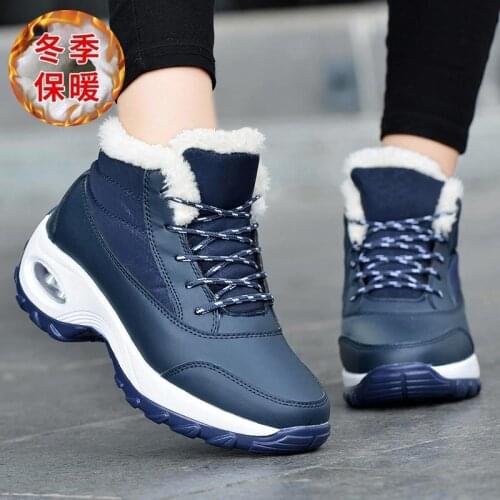 Large Size High Base Warm Womens Sneakers Winter Running Shoes Women Platform Sport Shoes Ladies Sports Blue Fur Sneakrs B-1201