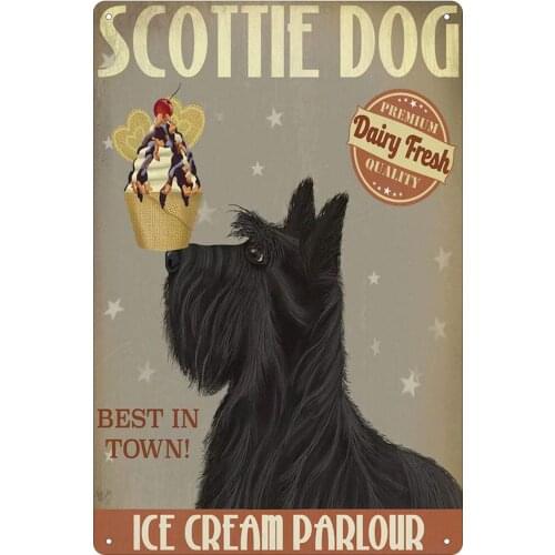 Scottie Dog Metal Vintage Tin Sign Decor Wall Decor for Home Garage Bar Pub Kitchen Outdoor Retro Art Sign 8x12 inch