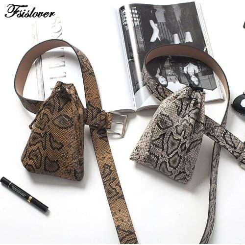 Fashion Serpentine Women Fanny Pack Leather Belt Waist Packs Chic Style Shoulder Bag Vintage Small Handbag Travel Belt Wallets