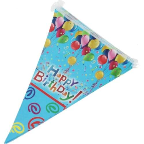 New blue balloon Paper Flag Pennant Banner Happy Birthday Party Decoration Flags For Kids Baby Shower Favor Gift Supplies