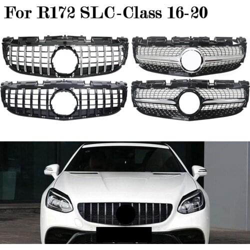 Front Racing Billet Bumper Grille Upper Cover For Mercedes-Benz R172 SLC-Class 2016 2017 2018 2019 2020 Diamond GTR