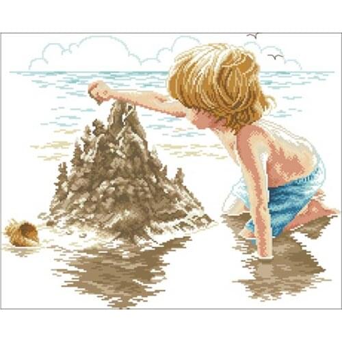 Beach boy patterns Counted Cross Stitch 11CT 14CT 18CT DIY Cross Stitch Kits Embroidery Needlework Sets home decor