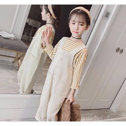Hot Quality 2020 Loose Casual Girls Overalls For Spring Autumn Childrens Clothing Kids 3-4-6-8-10-12 Ages Baby Girls Pants