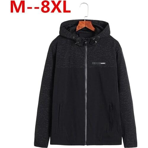10XL 8XL 6XL Patchwork Color Block Pullover Hooded Jackets Autumn Zipper Tracksuit Casual Jacket Coats Hip Hop Male Streetwear