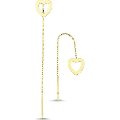 14k (585) Gold Mini Heart Eardrops Earrings