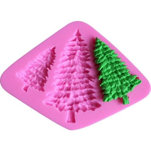 3 Hole Christmas Trees Shaped Silicone Mold Cake Decoration Fondant Cookies Tools 3D Silicone Mould Gumpaste Candy
