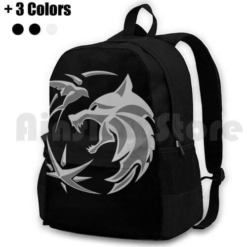The Symbol From Netflix Series Outdoor Hiking Backpack Riding Climbing Sports Bag The Geralt Ciri Yennefer Wolf White Wolf