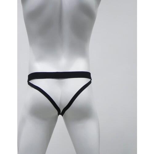 Classic Black/White Breathable Sexy Backless Transparent Men Thongs G-string Tanga Underwear Briefs Jockstrap Shorts Underpants
