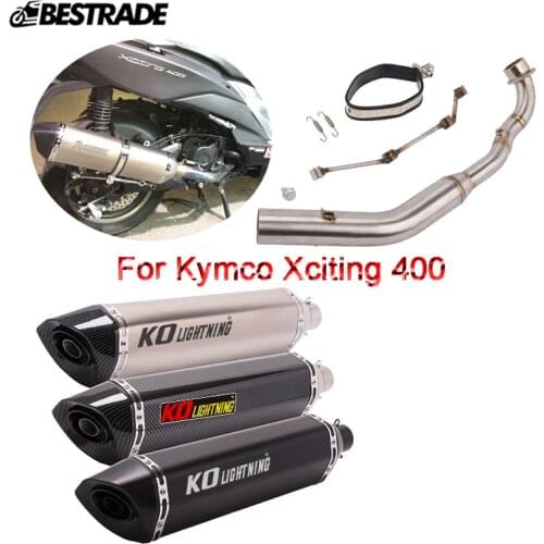 Motorcycle Exhaust System Front Middle Link Pipe Slip on Exhaust Muffler Escape For Kymco Xciting 400 All Years Stainless Steel