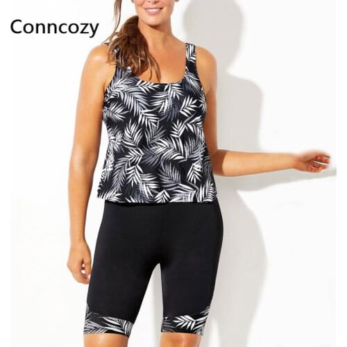 Plus Size Tankini Print Sexy Camisole Bike Shorts Swimsuit Set Bathing Suit Women Two Piece Summer Beach Swimwear Top+shorts
