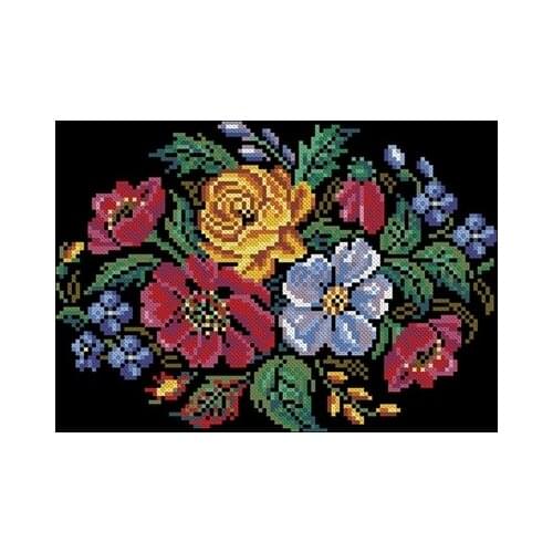 Zr mzh-004 oval flower rose 4 Cross Stitch Set DIY Kit Embroidery Needlework Craft Packages Cotton Fabric Floss