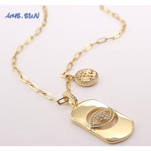 MHS.SUN Mosaic Zircon Eye Life Tree Pendant Necklace Vintage Glold Color Chain Necklace For Women/Girls AAA CZ Jewelry 1PC