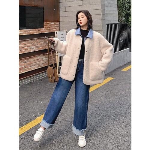 100% Wool Coat Female Sheep Shearling Fur Coats 2020 Autumn Winter Jacket Women Korean Jackets Chaqueta Mujer MY4099