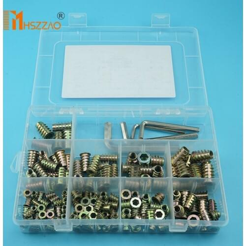149 Pcs M4 M5 M6 M8 Zinc Alloy Thread For Wood Insert Nut Flanged Hex Drive Head Furniture Nuts Suit