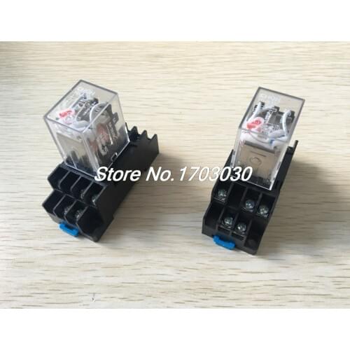 2pcs HH53P AC 220/240V 3PDT Red LED DIN Mounted Power Relay w Socket