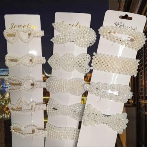 2 Pcs/set Sweet Pearl Hair Clips Fashion Geometric Hair Accessories 2021 Trendy For Women Korea Girls Flower Barrettes For Hair