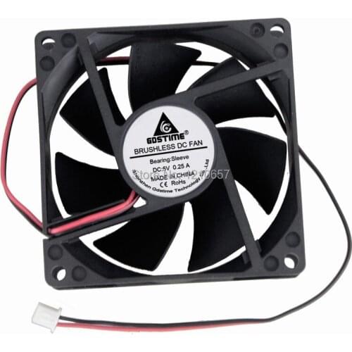 20 pcs Lot 8025S 80MM 80x80x25mm 8cm DC 5V 2Pin Exhaust Industrial Flow Cooler Cooling Fan