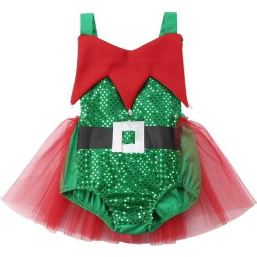 2018 Christmas Newborn Baby Girl Lace Jumpsuit Sleeveless Bodysuit Clothes Size 0-3T