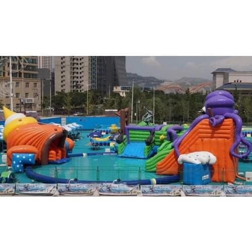 2020 commercial outdoor giant inflatable water slide with swimming pool