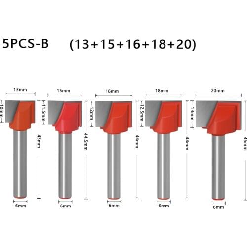 3/5pcs 6mm Surface Planing Bottom Cleaning Wood Milling CNC Cutter Engraving Knife Shank Router Bit Woodworking Tools