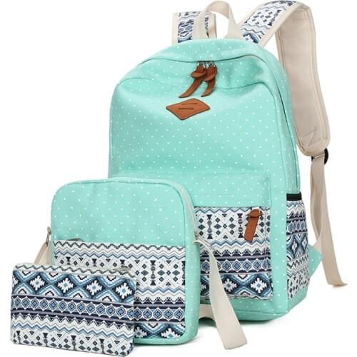 3Pcs/set Ethnic Printing Canvas School Bags for Teenagers Girls Vintage Schoolbags Female Backpacks mochila Travel Backpack