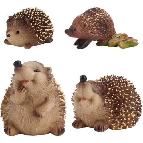 4pcs/set Mini Animal Model Figure Action Toy Set Simulation Animal Lovely Plastic Hedgehog Figurines Collection Toy for Kids