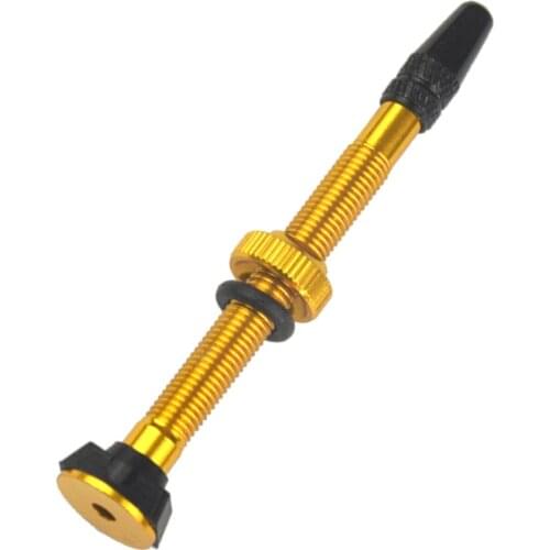 60mm Aluminum Golden Bike Tubeless Tires Presta Valve Core Removable