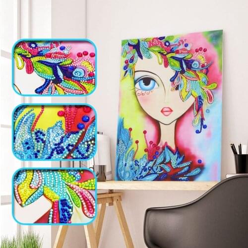5D DIY Special Shaped Diamond Painting Cartoon Big-eyed Beauty Girl Cross Stitch Paintings Rhinestones Embroidery Home Decor