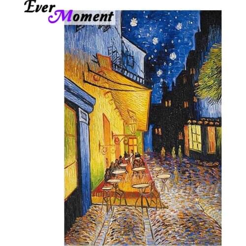 Ever Moment Diamond Painting Wall Picture Of Rhinestone Night Street Mosaic Full Square Drill Diamond Embroidery Decor ASF1776