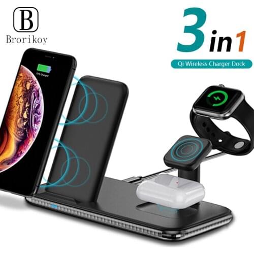 3in1 15W Fast Qi Wireless Charger For iPhone 11 XS Max XR X Station For Apple Watch 5 4 3 Airpods 2 Pro Wireless Charging Stand