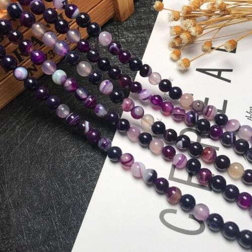 High quality 4mm 6mm 8mm 10mm Purple striped agat stone Beads Pick Size Loose Bead For Handmade bracelets DIY unique Jewelry