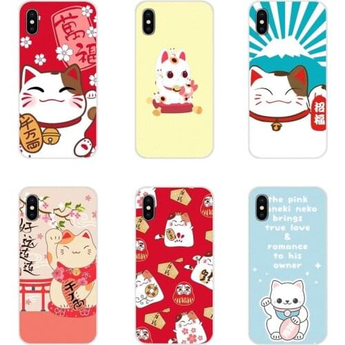 Covers New Year Cute Festival Fortune Lucky Cat For Sony Xperia Z Z1 Z2 Z3 Z5 compact M2 M4 M5 C4 E3 T3 XA Huawei Mate 7 8 Y3II