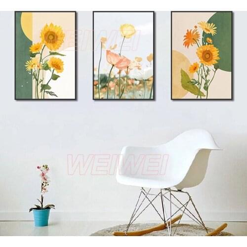 Flowers Home Decoration Poster Sun Flower Canvas Painting Nordic Wall Art and High-Definition Prints Wall Pictures Room Bedroom