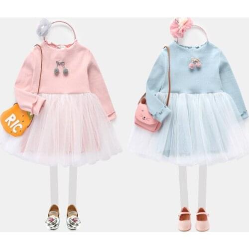 1 2 3 4 5 Years Toddler Girls Dress Autumn Long Sleeve Mesh Stitching Princess Dress Kids Clothing Baby Girls Party Dresses 2019