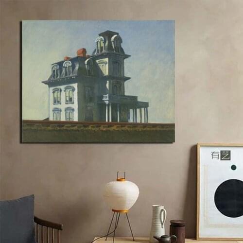 Edward Hopper Haus Am Bahndamm Canvas Painting Print Living Room Home Decoration Modern Wall Art Oil Painting Posters Pictures