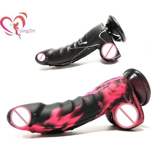 JingZhi Liquid Silicone Dildo For Women Huge Monster Cock Dinosaur Scale Anal Dildo Lesbian Soft Penis with Sucker Adult Sex Toy