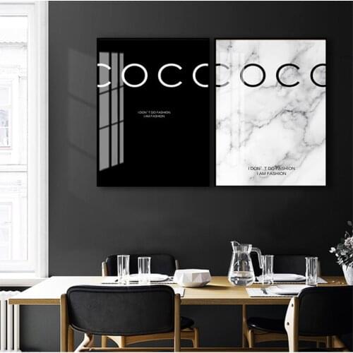 Painting for Living Room Home Decor Modern Fashion Marble Quotes and Prints Black White Vogue Pictures Canvas