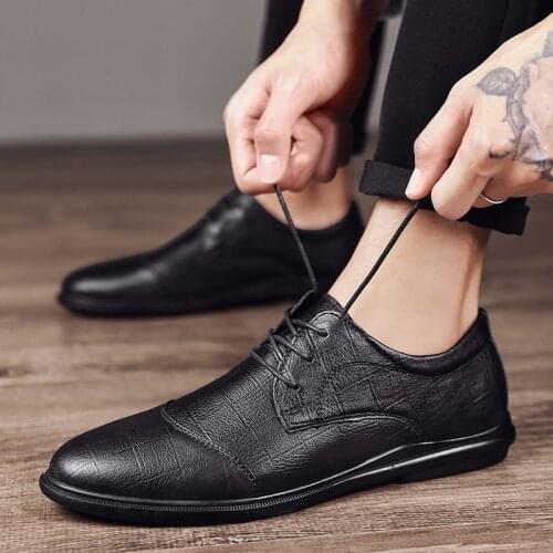 Zapatos Casuales Para Hombre De Cuero Men Black Casual Shoes Leisure Leather Breathable Fashion Sneakers Man Shoe Flat