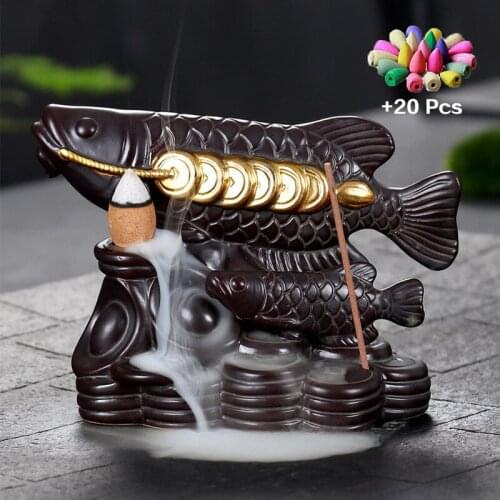 Burner Incense Fountain Candle Holder Waterfall Incense Holder Arowana Gas Burner Air Fresheners Oriental Incense Burner Censer