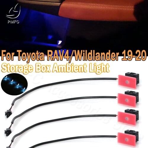 PMFC Atmosphere Lamp Car Interior Ambient Light Door Storage Box Light Ice Blue/64 Colors For Toyota RAV4/Wildlander 2019-2020