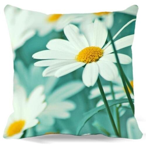 Sky blue Chrysanthemum Square 16 18 19 inches wholesale red yellow classic cotton decorative cushion covers for sofa car office