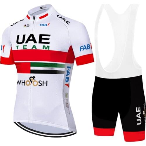 New de france UAE champion clothing men short sleeve cycling jersey quick dry 20D gel wielerkleding heren sets zomer 2021